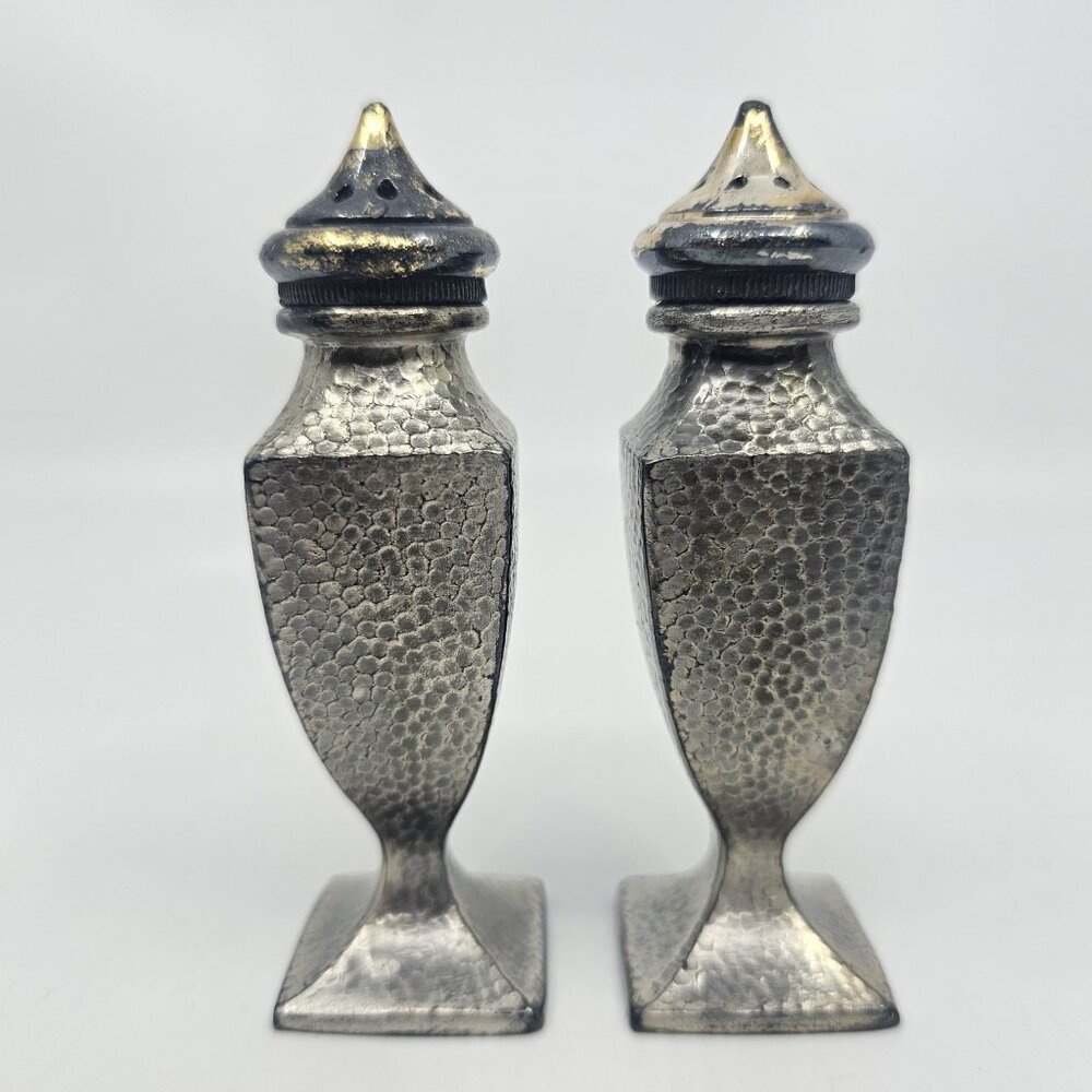 Vintage Vase Shaped Salt & Pepper Shakers Set Silver Plated
